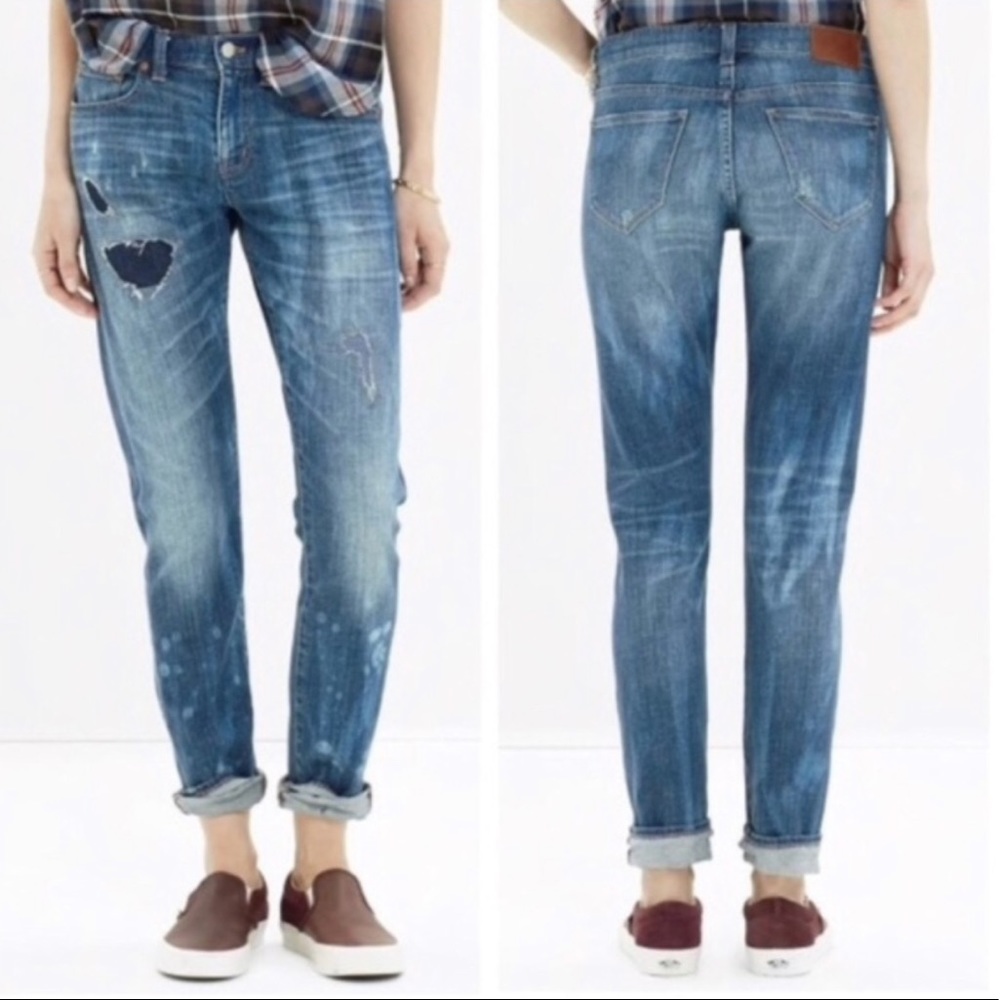 Madewell Distressed Blue Straight-Leg Jeans